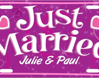 Just Married License Plate Tag