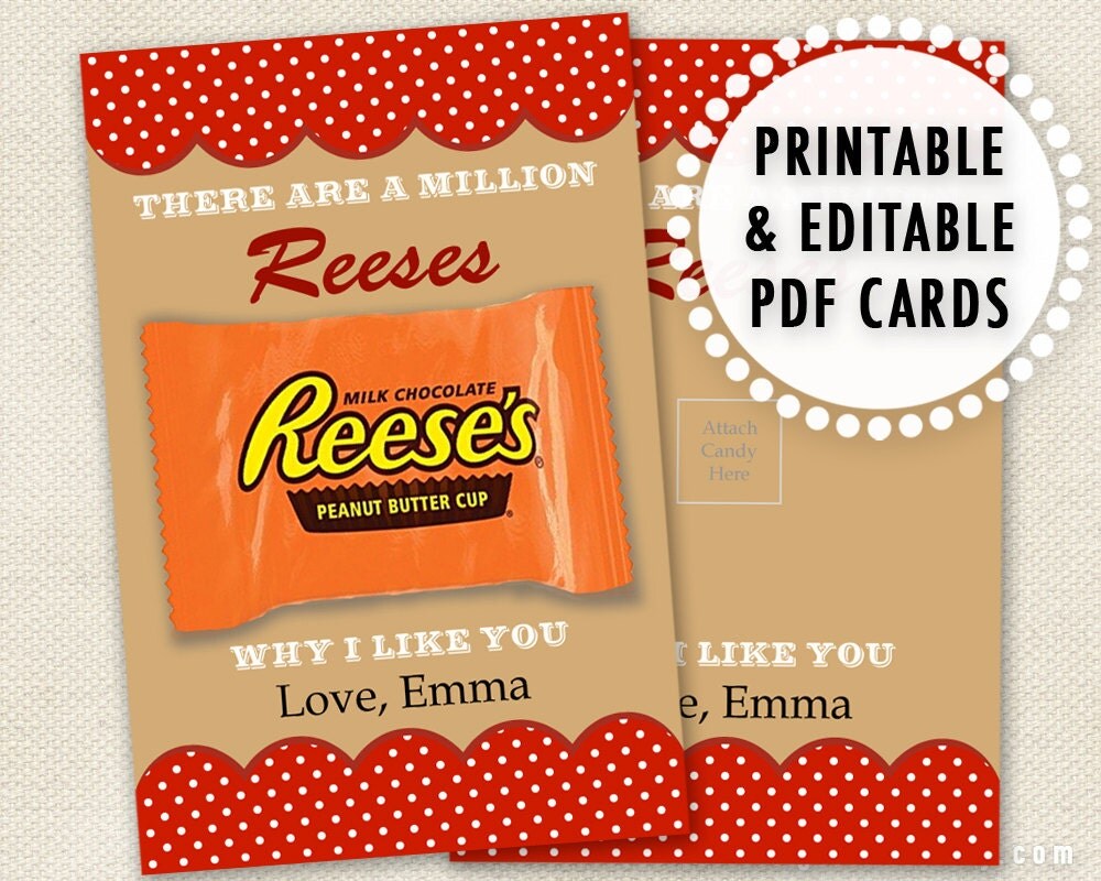 Printable Valentine Cards for Reese's Peanut by RevintagedArt