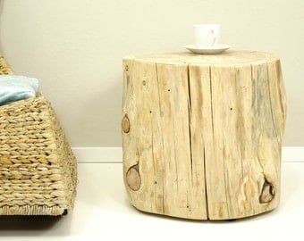 Brown Tree Trunk, Tree Stump Side Table, baumstamm, braun Stumpf, hocker holz ceppo di legno