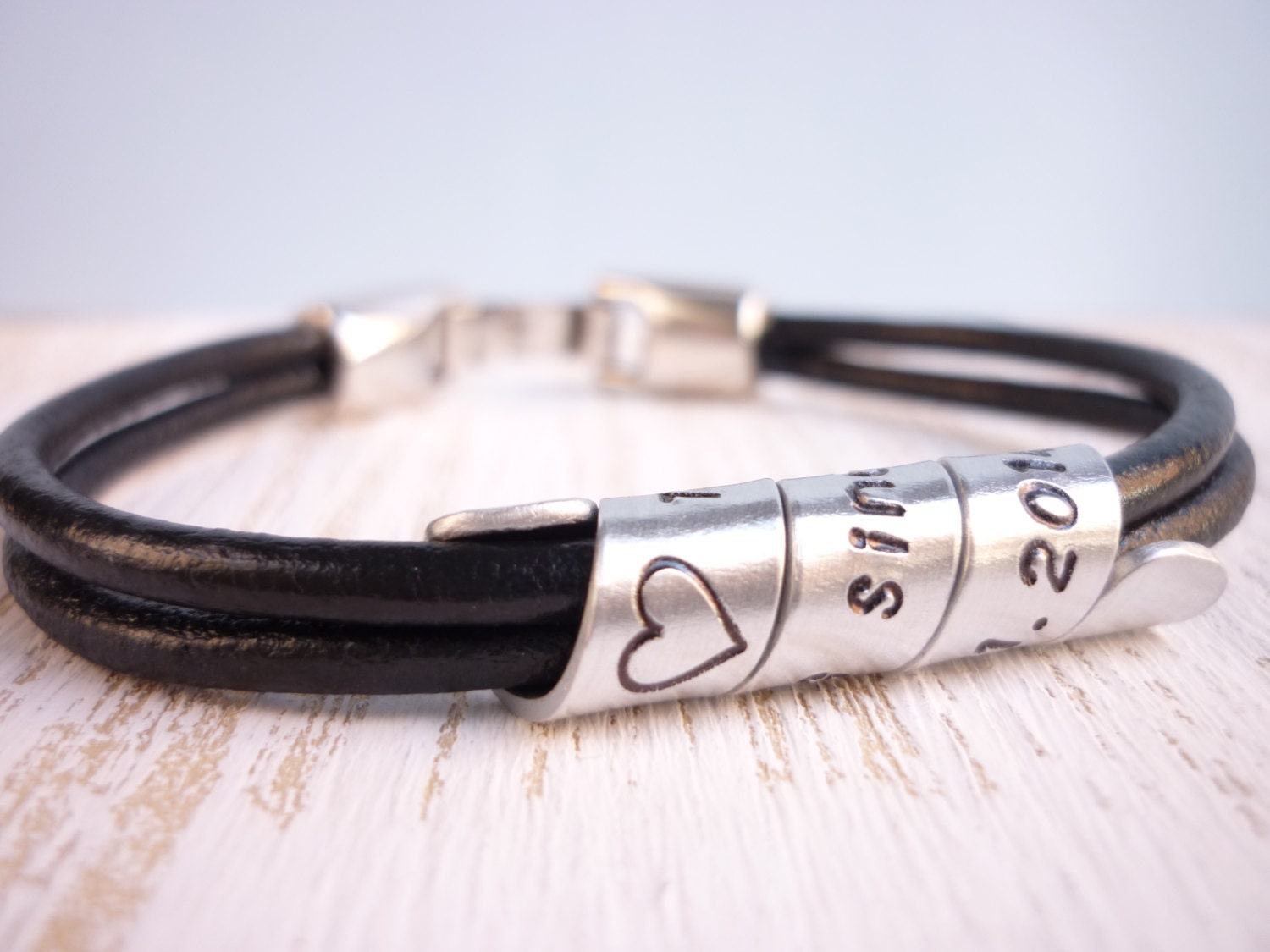 Mens personalized leather bracelet mens secret message