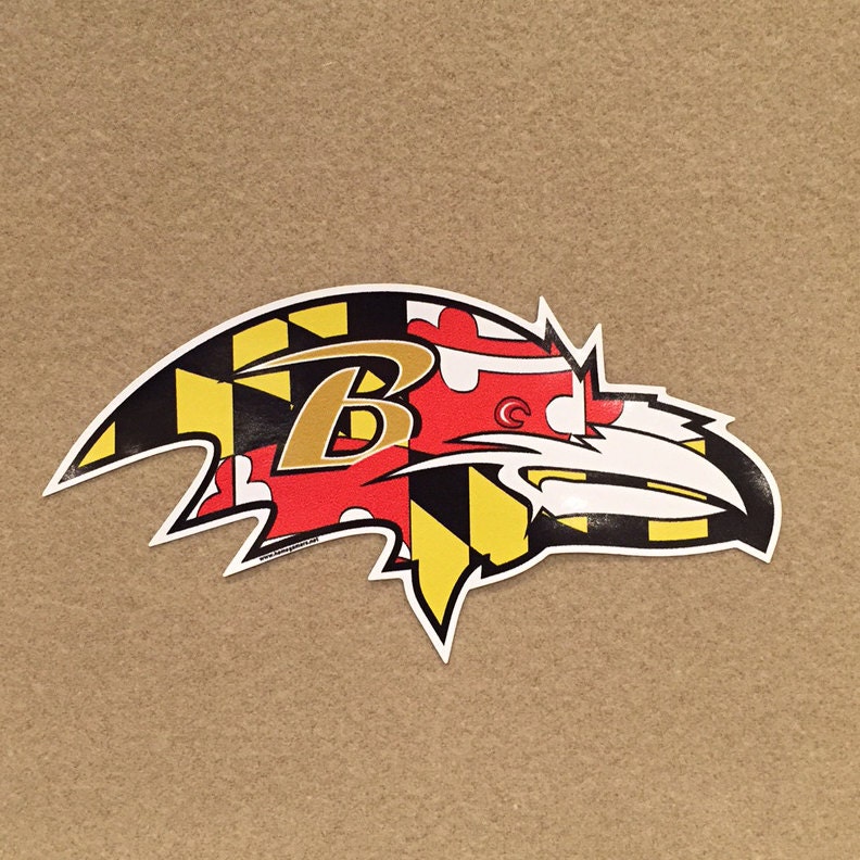 Maryland Flag Ravens Bird Head 4 Vinyl Decal by HomeGamers on Etsy