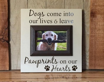 Picture frame for dogs-gift for pet lovers-4x6-Pawprints on our hearts-pet picture frame-personalized dog picture frames-dog frame