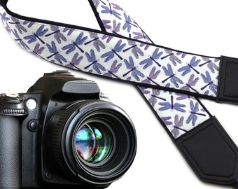 Camera strap dragonflies. Flying adders on white DSLR / SLR Camera Strap. Photography Accessories by InTePro