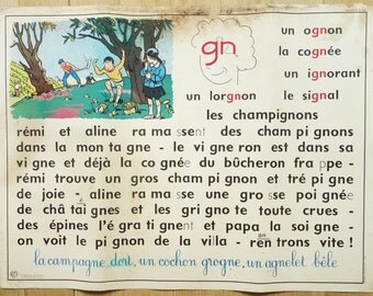 French school poster - vintage French poster - vintage poster - French poster - vocabulary poster - French pronunciation - French gift