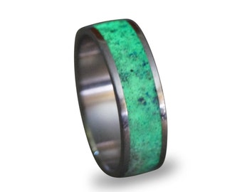 Glow In The Dark Ring, Titanium Men's Ring, Lapis Lazuli and Glow In The Dark Powder Ring