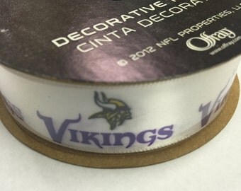 7/8" NFL Minnesota Vikings Ribbon, 9 foot spool, Licensed NFL Offray Ribbon