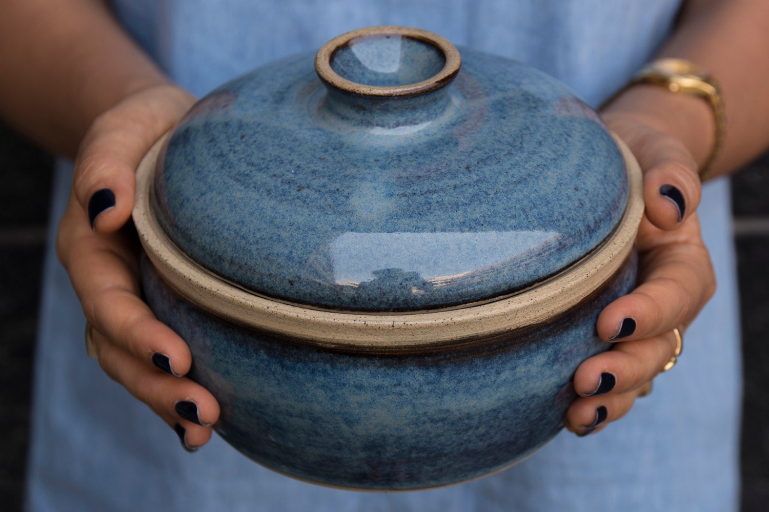 Ceramic Casserole Dish Blue Baking Dish Lidded Ceramic Pot
