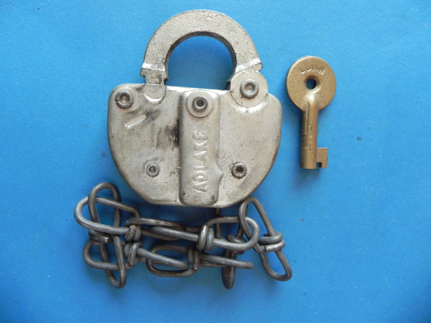 Vintage C&NW Railroad Switch Lock W/ Key. Chicago