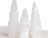 Selenite Skyscraper Lamps/ size medium/ sekenite lamp/ table lamp