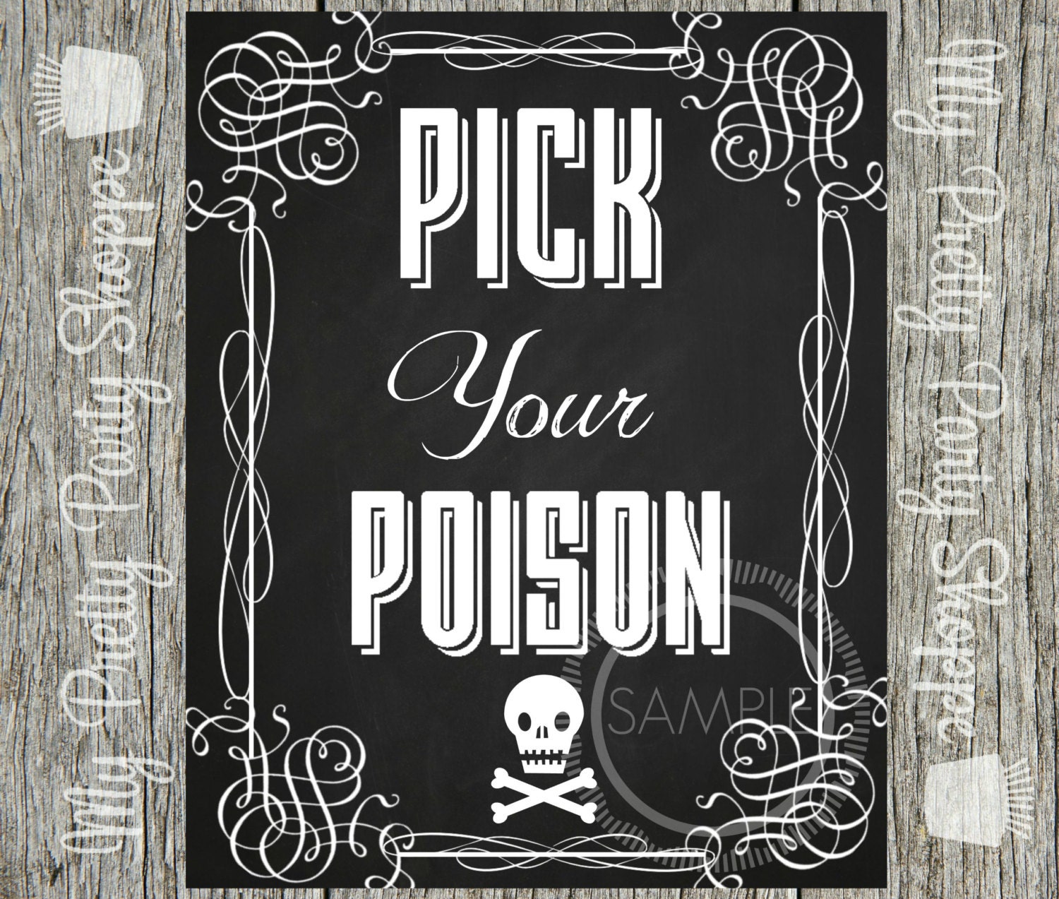 8x10 Pick Your Poison Skull Halloween Printable / Wall Art