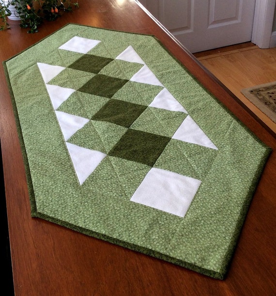 Handmade Sage Green Quilted Table Runner by NewEnglandPatches