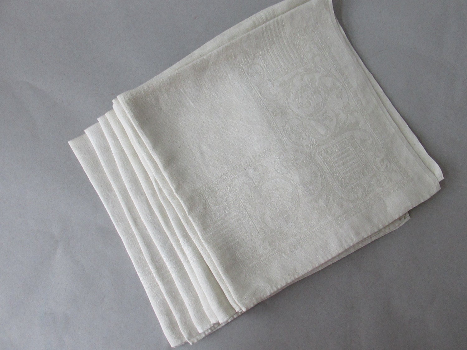 Vintage Damask Napkins set of 6 cotton napkins hand dyed