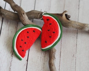 Red Earrings Gift, Summer Earrings, Fruit Jewelry Gift, Watermelon Jewelry Earrings, Watermelon Earrings, Watermelon Red Earrings