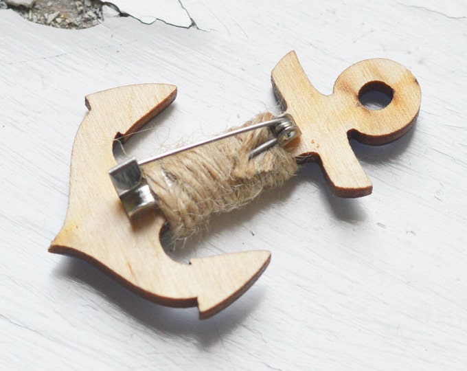 Anchor // Wooden brooch is covered with ECO paint // Laser Cut // 2016 Best Trends // Fresh Gifts // Nautilus