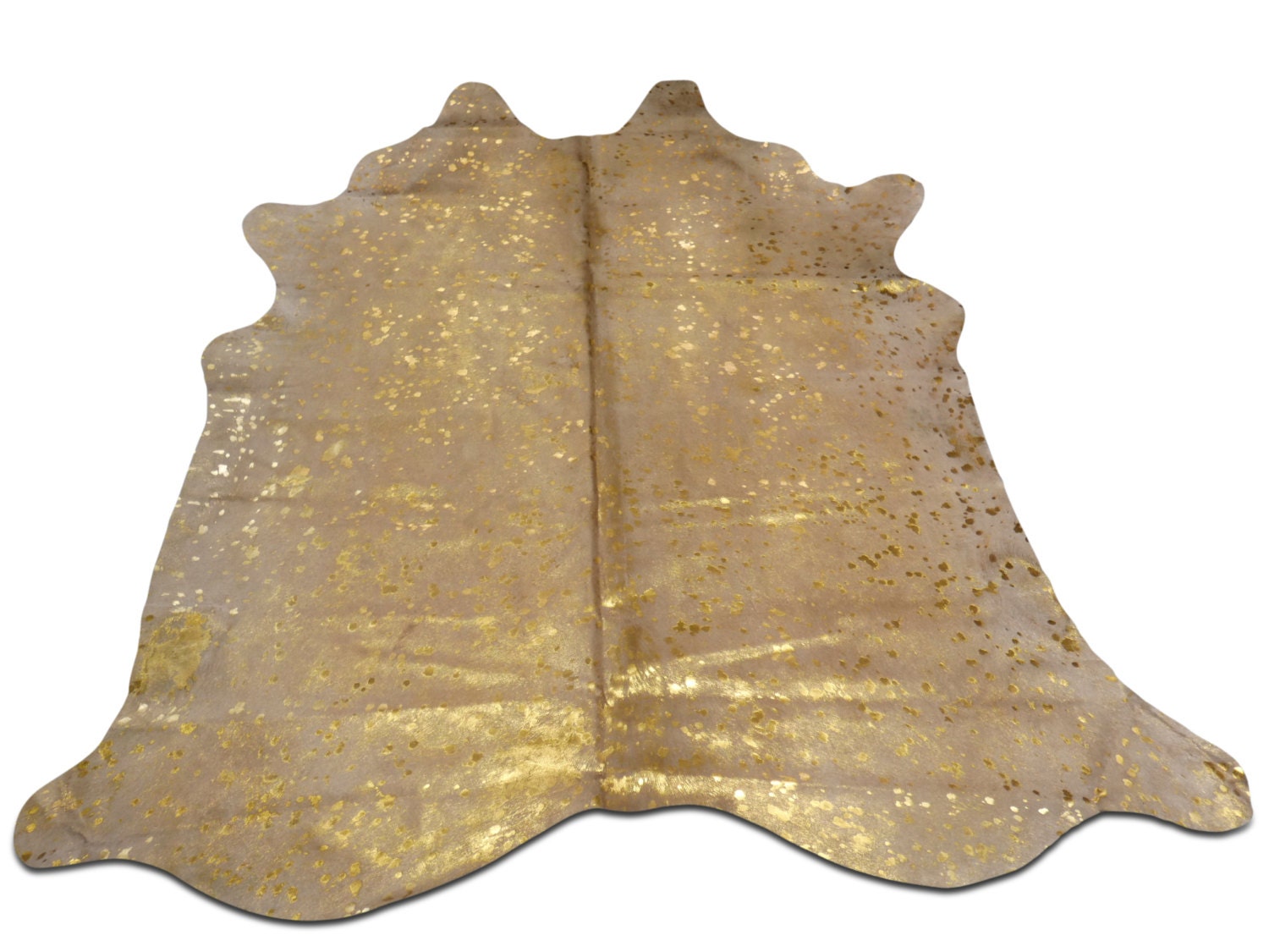 Gold Metallic Cowhide rug on f White 7 X 7 GOLD by