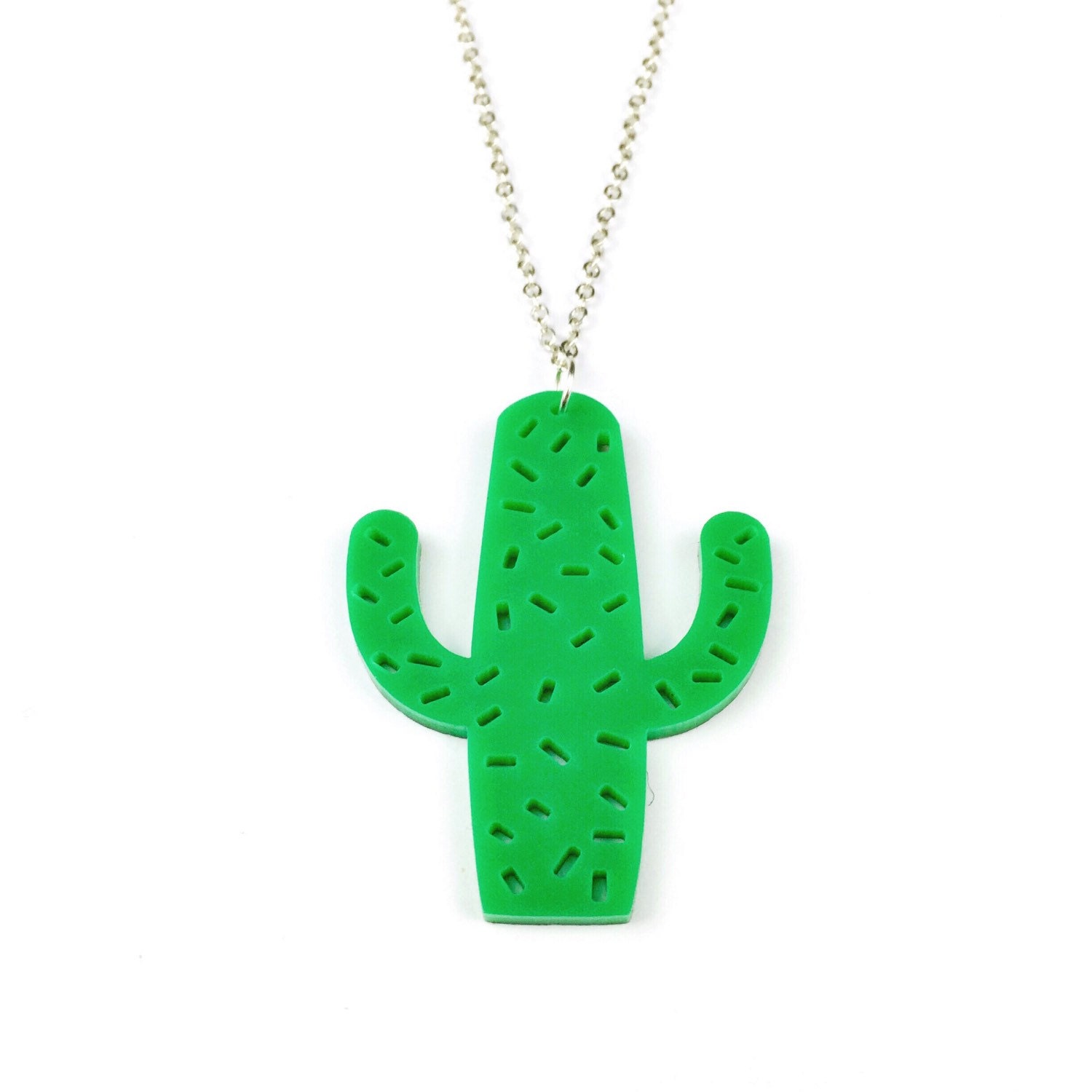 Acrylic Cactus Necklace Cacti Nature Succulent by AubergineFox