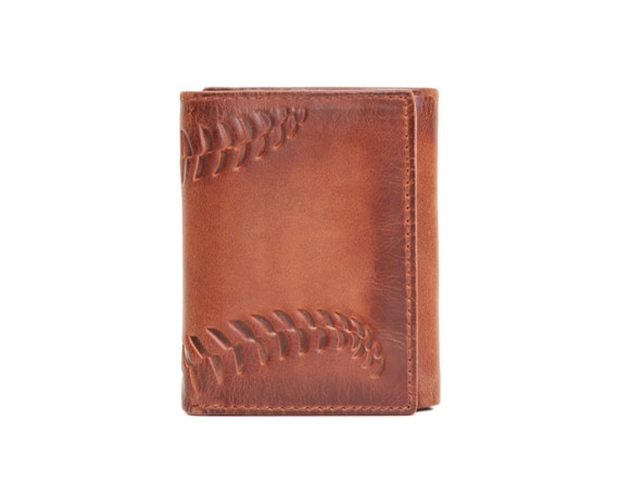 BASEBALL TRIFOLD Embossed Leather Wallet by HouseofJackCo on Etsy