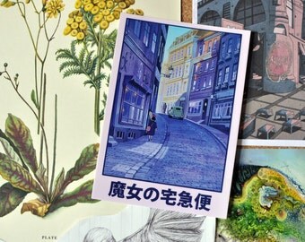 Kiki's Delivery Service - Studio Ghibli - Original Vintage Style Art Postcard