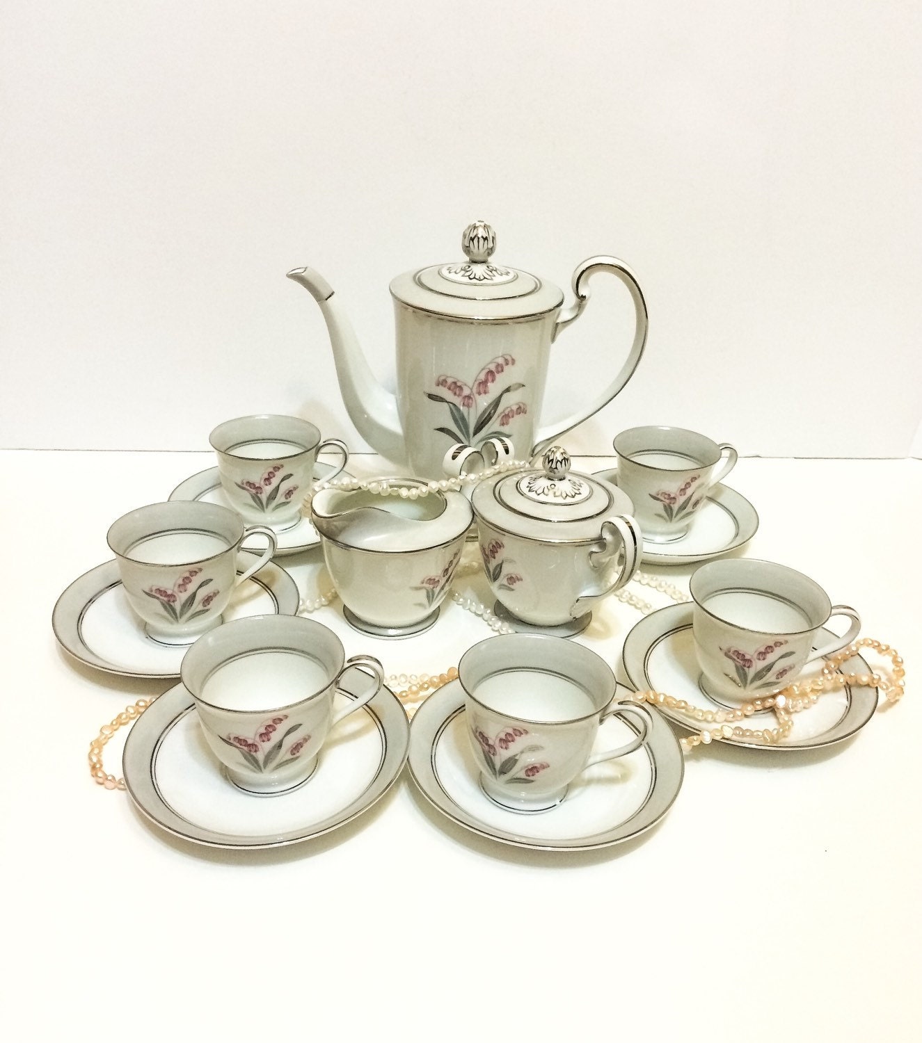 Noritake Demitasse Set Coffee Pot Creamer by GracesVintageGarden