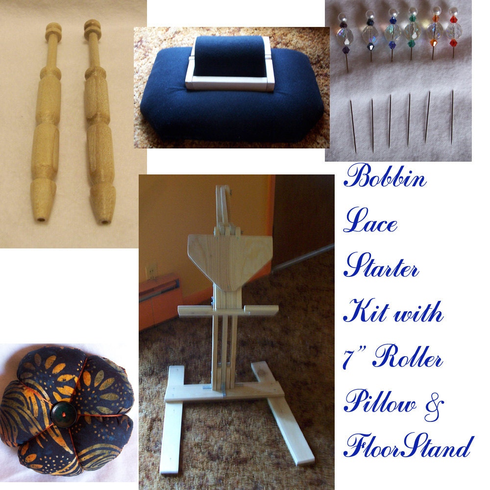 Bobbin Lace Starter Kit with 7 Roller Pillow 24 Fancy