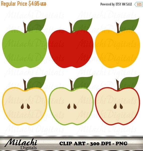 70% OFF SALE Apple Digital Clipart Clip Art by MilachiDigitals