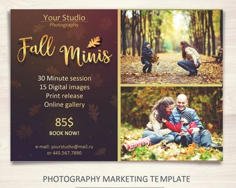 Fall Mini Session Template - Photography Marketing Board - Christmas Minis - Photoshop Template