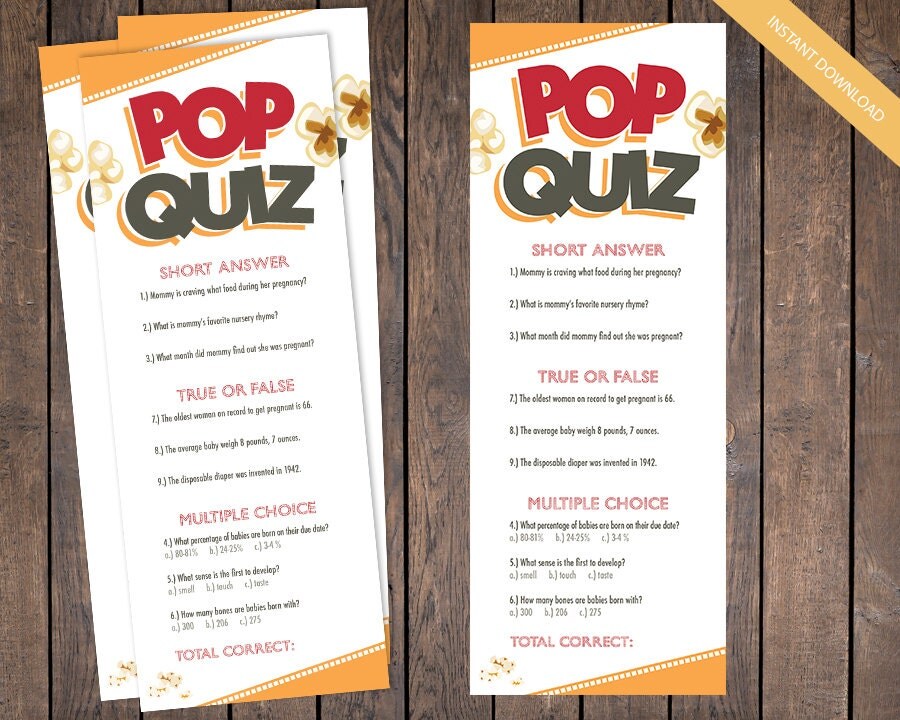 INSTANT DOWNLOAD Pop Quiz Popcorn Baby by HappySquirrelDesign