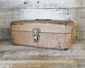 Metal Box Vintage Industrial Box Brown Metal Tool Box Vintage Tackle Metal Box Industrial Storage Rusty Metal Box Vintage Storage