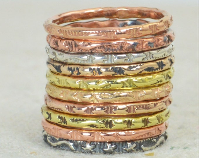 Bohemian Stacking Rings, BoHo Rings, Tribal Rings, Star Stacking Ring, Rustic Ring, Sterling Ring, Brass Ring, Bronze Ring, Gold Ring-B6