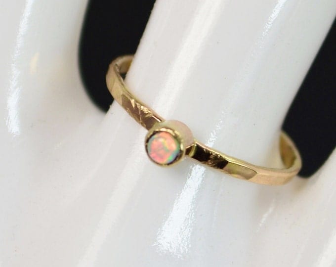 14k Gold Filled Opal Ring, 3mm gold solitaire, solitaire ring, 14k Gold, October Birthstone, Mothers Ring, Gold Filled band, gold, Solitaire