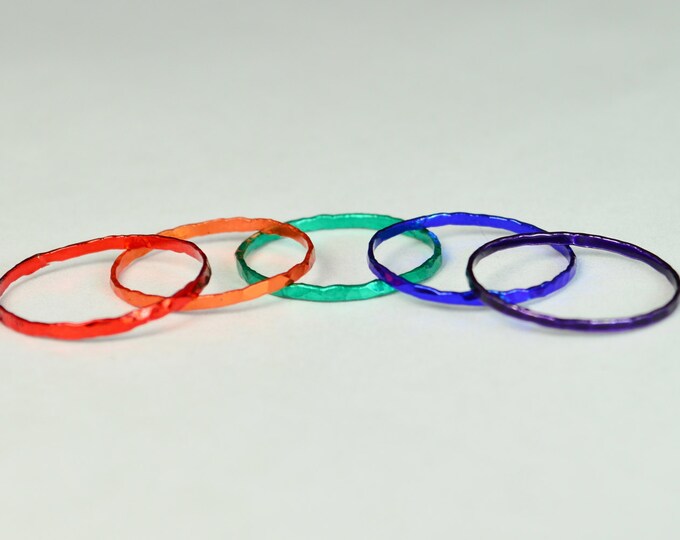 Set of 5 Super Thin Rainbow Rings, Pride Ring, Rainbow Jewelry, Pride Fashion, Ring Set, Stack Ring, Stacking Ring, Stackable Ring, Alari