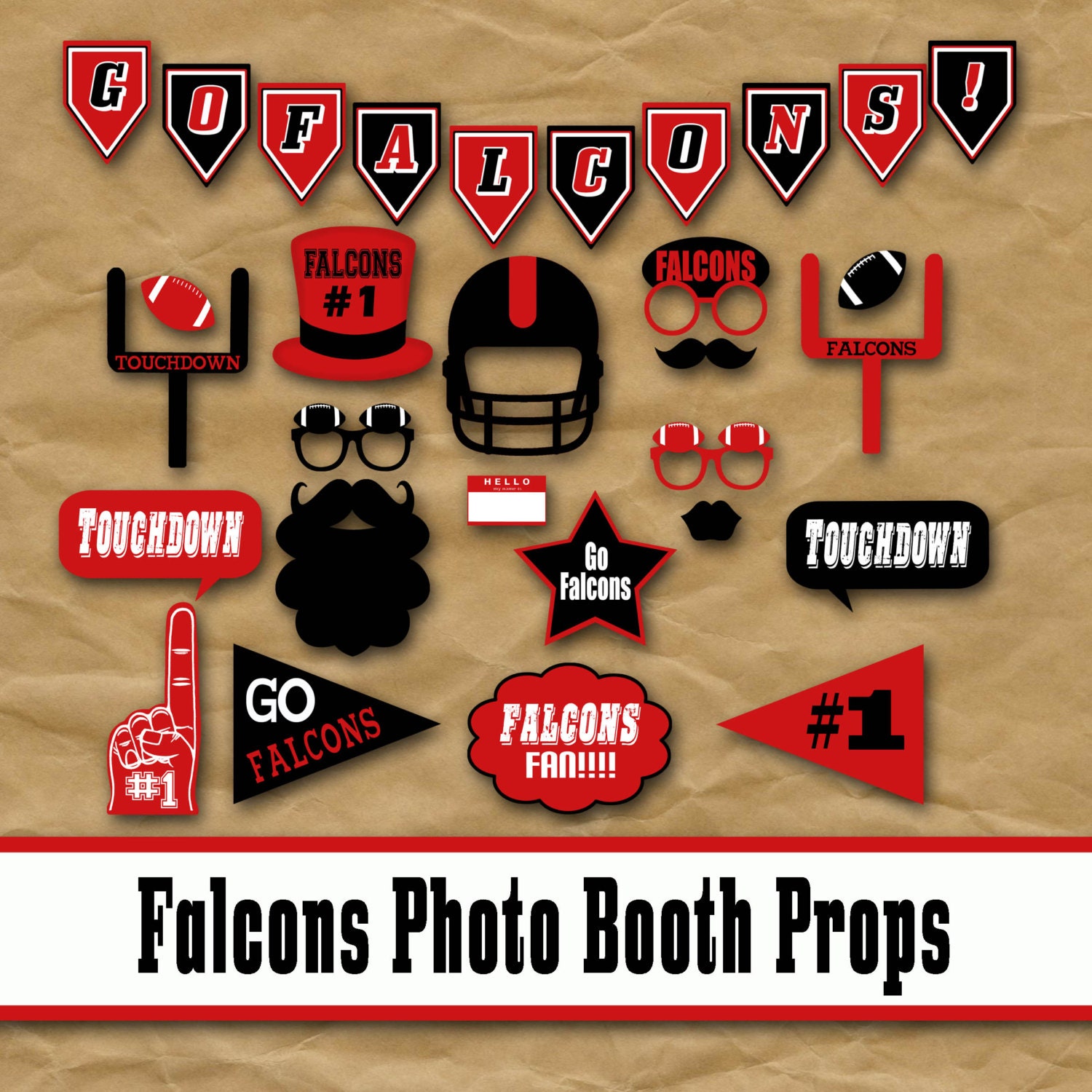 Falcons Football Photo Booth Props and Party by OldMarketCorner