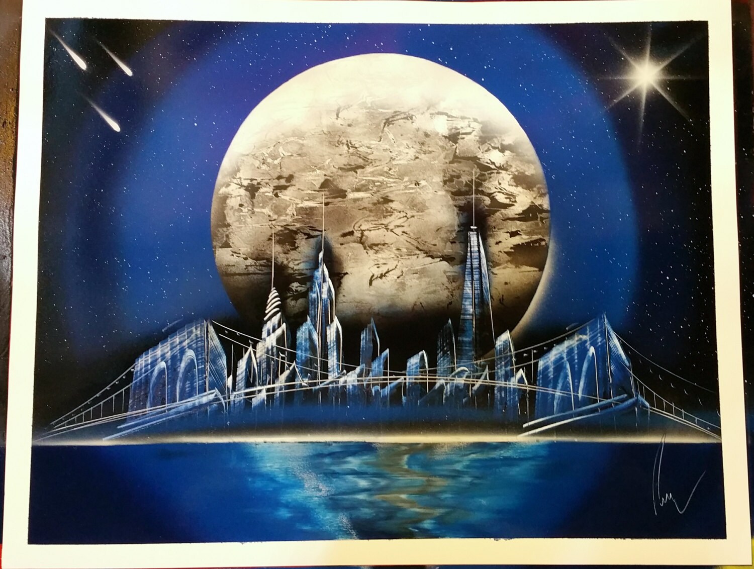 MOON Spray Paint Art Space Painting