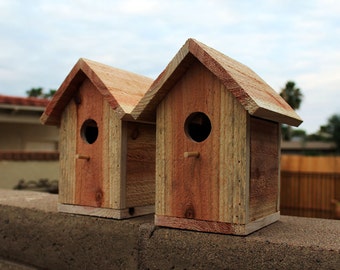 Bird House, Handmade Wooden Birdhouse, Nest birdhouse, Great gift for the Gardener, 2 Cedar Bird Houses