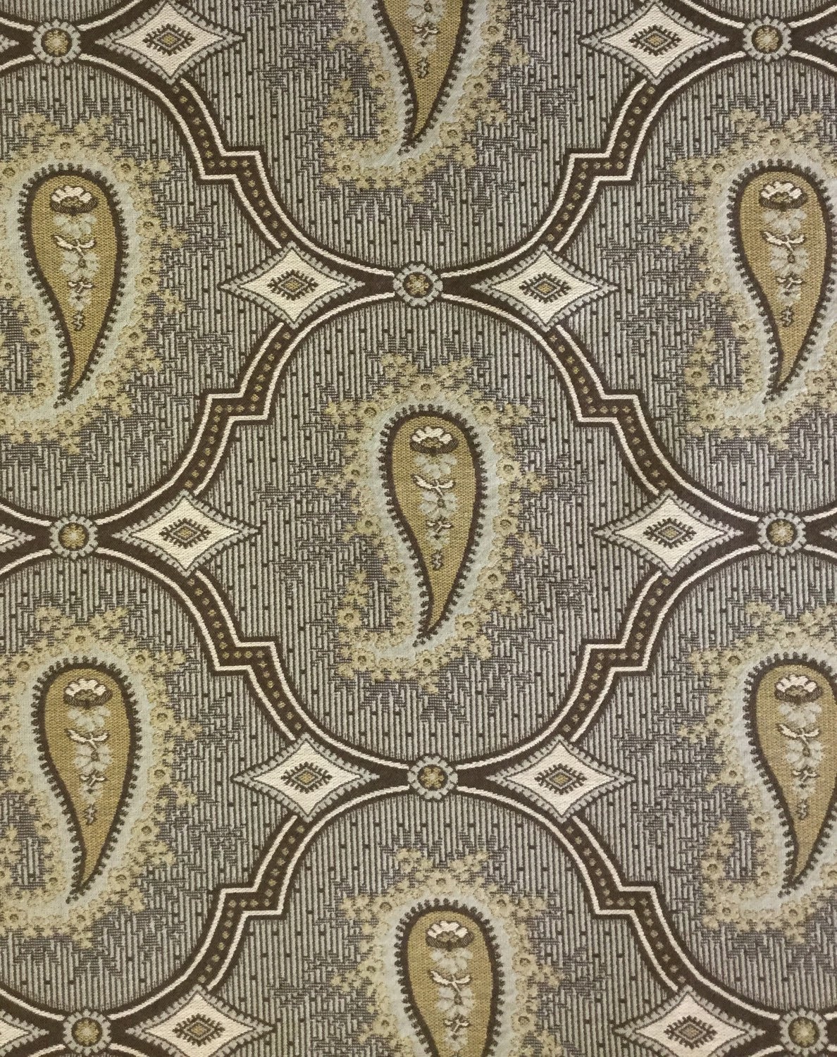 Paisley Fabric Blue/Brown Upholstery Fabric by the Yard