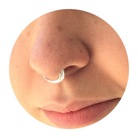 Stacked Septum Ring Sterling Silver 18 g or 16 g