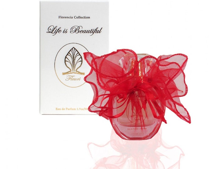 Perfume for Women Fleuri by Florencia in Red Dress; Florencia Collection Life is Beautiful; Natural Floral Fragrance Oils