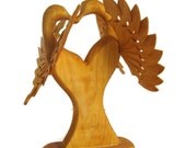 Abstract Art Love Birds Carving, Loving Wood Heart Sculpture Pair of Kissing Swans, Wedding 5th Anniversary or Valentines Day Gift Woodwork Abstract Art Love Birds Carving, Loving Wood Heart Sculpture Pair of Kissing Swans, Wedding 5th Anniversary or Valentines Day Gift Woodwork