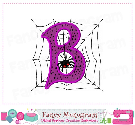 Items Similar To Spider Monogram B Applique,Halloween Letter B Applique ...