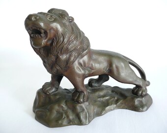 Bronze Lion Statue Roaring Lion Figurine