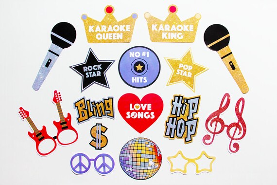 Karaoke Party Photo Booth Props Rock Star Pop by CreativeSenseCo