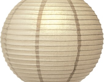 Stone Grey Round Premium Paper Lantern Parallel Ribbing Sky Lanterns Table Setting String Lights Indoor Outdoor Wedding Events Decor