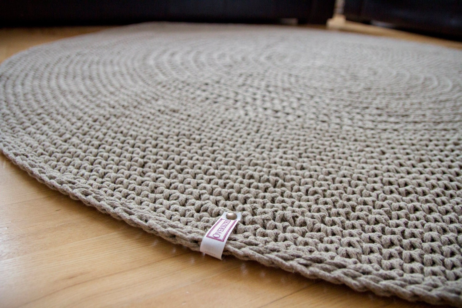 Natural Organic flax LINEN crochet carpet rug raw by OversizedLt