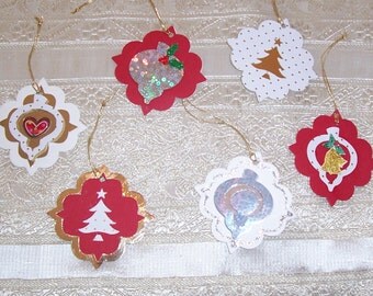Assorted Handmade Christmas Gift Tags, 24 Christmas Gift Tags, Free Shipping in USA