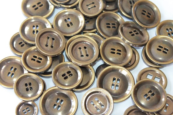 Large metal buttons antique brass color buttons 4 hole flat