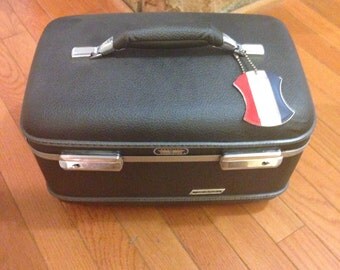 Carbón de leña gris Vintage American Tourister Traincase
