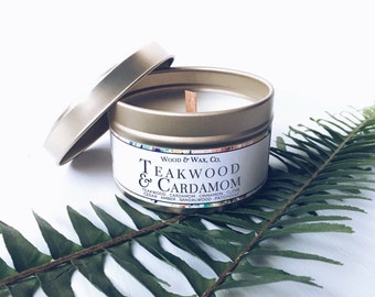 TEAKWOOD & CARDAMOM Soy Candle | Candle Tin | Travel Candle