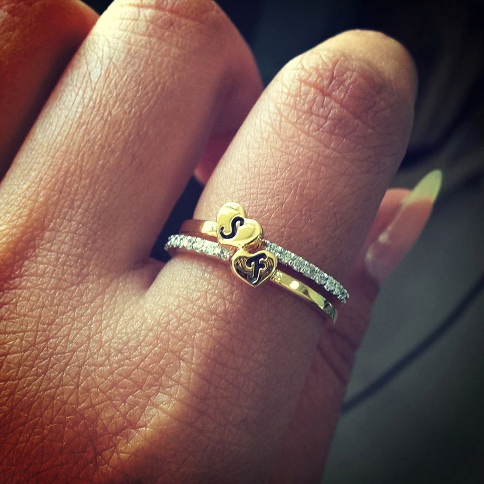 Gold engagement rings for couple with names