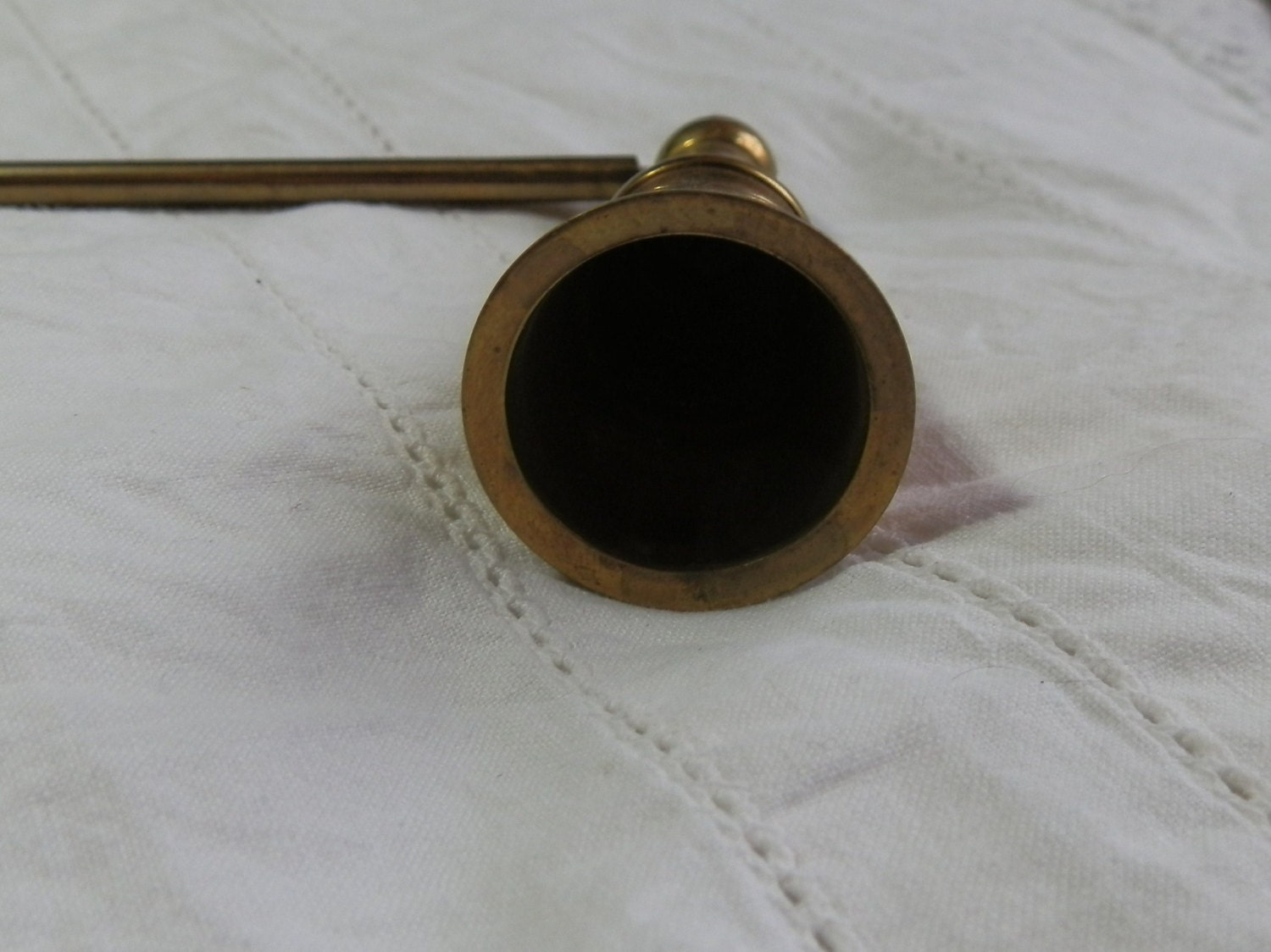 Vintage Indian Brass Candle Snuffer with Green and Red Beaded