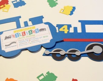 Train Invitation - Train Invites - Boy Invitations - Girl Invitations - Locomotive Invites - Hootsie